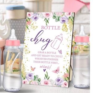 Bottle Chug Baby Shower Game Sign